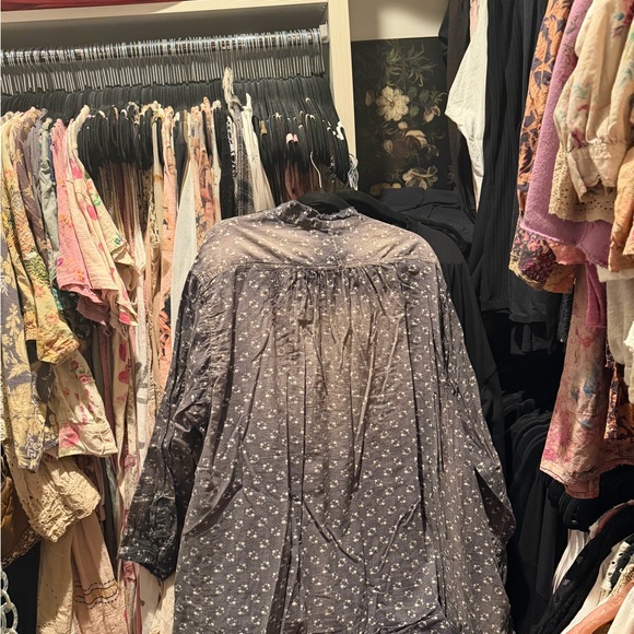 Magnolia Pearl Vintage Cotton Blouse - OS - Gray with White - Like New - Picture 5 of 5